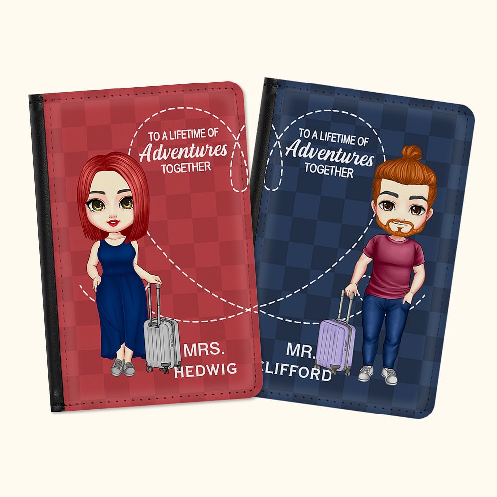 Couverture de Passeport Personnalisée Thème To A Lifetime Of Adventures Together Cadeau Anniversaire pour Couple