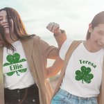 Personalized Lucky Shamrocks Multicolor T-shirt Sweatshirt with Name St. Patrick's Day Gift for Family Friend