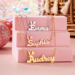 Personalizado Nombre Collar Conejito Pascua Cumpleaños Navidad Regalo para Mujeres Niñas