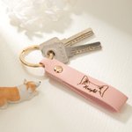 Portachiavi in pelle con nome personalizzato per le orecchie degli animali domestici Accessorio multicolore Regalo di compleanno per gli amanti degli 