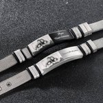 Bracelet Personnalisé avec Photo Gravée Bracelet d'Identification Réglable Cadeau Fête des Pères pour Père Grand-Père Mari