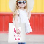 Personalized Multi-colour Cute Bunny Ears Bow Tie Tote Bag with Name Easter Gift for Kids