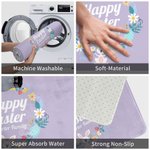 Gepersonaliseerde Multicolor Vrolijk Pasen Antislip Deurmat met Naam Paasgeschenk voor Familie