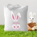 Personalized Multi-colour Cute Bunny Ears Bow Tie Tote Bag with Name Easter Gift for Kids