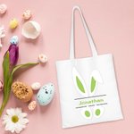 Personalized Multi-colour Cute Bunny Ears Bow Tie Tote Bag with Name Easter Gift for Kids