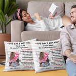 Personalized The Day I Met You Cozy Bed Design Throw Pillow Cover Valentine's Day Birthday Gift for Couple