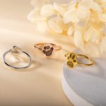 Bague Gravée Personnalisée avec Nom et Patte de l'Animal de Compagnie Cadeau Commémoratif pour Amoureux d'Animal