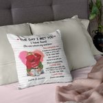 Personalizzato The Day I Met You Watercolor Heart Design Throw Pillow Cover Regalo di San Valentino per l'Anniversario di Lui Lei