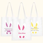 Personalized Multi-colour Cute Bunny Ears Bow Tie Tote Bag with Name Easter Gift for Kids