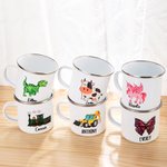 Mug Émaillé Personnalisé avec Nom et Motif de Dessin Animé Cadeau Anniversaire pour Enfants