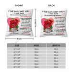 Personalizzato The Day I Met You Watercolor Heart Design Throw Pillow Cover Regalo di San Valentino per l'Anniversario di Lui Lei