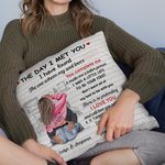 Personalized The Day I Met You Cozy Bed Design Throw Pillow Cover Valentine's Day Birthday Gift for Couple
