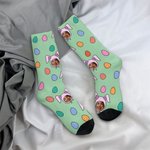 Personalisierte Hasenohren Foto Socken mit Ostereiern Multicolor Eltern-Kind Urlaub Kostüm Spaß Ostern Geburtstag Geschenk für Familie Kind