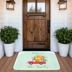 Personalizzato camion rosso con uova di Pasqua nome della famiglia tappetino per porta impermeabile antiscivolo regalo di Pasqua per la famiglia