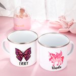 Mug Émaillé Personnalisé avec Nom et Motif de Dessin Animé Cadeau Anniversaire pour Enfants