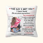 Personalized The Day I Met You Cozy Bed Design Throw Pillow Cover Valentine's Day Birthday Gift for Couple