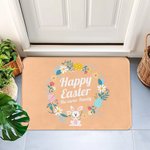 Gepersonaliseerde Multicolor Vrolijk Pasen Antislip Deurmat met Naam Paasgeschenk voor Familie