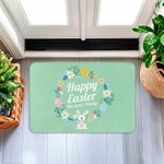 Gepersonaliseerde Multicolor Vrolijk Pasen Antislip Deurmat met Naam Paasgeschenk voor Familie