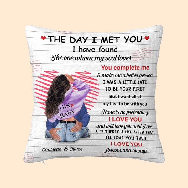Personalizzato Il giorno in cui ti ho incontrato linea cuore cuscino copertina decorazione casa regalo di San Valentino per la coppia