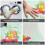 Personalizzato camion rosso con uova di Pasqua nome della famiglia tappetino per porta impermeabile antiscivolo regalo di Pasqua per la famiglia