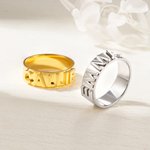 Personalized Minimalist Letter Block Ring with CZ Birthday Anniversary Valentine's Day Gift for Women