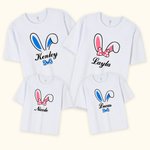 Personalized Cute Rabbit Bunny Ears Cotton T-shirt Family Costume with Name Easter Gift for Parent Kid