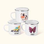 Mug Émaillé Personnalisé avec Nom et Motif de Dessin Animé Cadeau Anniversaire pour Enfants