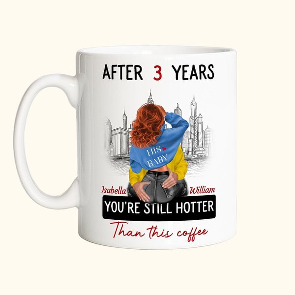 Personalized You're Still Hotter Than This Coffee with 7 Years Ceramic Mug with Names Valentine's Day Anniversary Gift for Couple