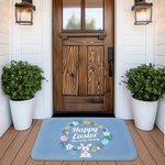 Gepersonaliseerde Multicolor Vrolijk Pasen Antislip Deurmat met Naam Paasgeschenk voor Familie