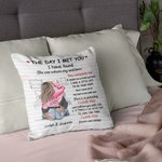 Personalized The Day I Met You Cozy Bed Design Throw Pillow Cover Valentine's Day Birthday Gift for Couple