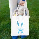 Personalized Multi-colour Cute Bunny Ears Bow Tie Tote Bag with Name Easter Gift for Kids