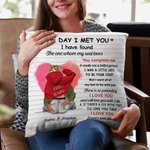 Personalizzato The Day I Met You Watercolor Heart Design Throw Pillow Cover Regalo di San Valentino per l'Anniversario di Lui Lei