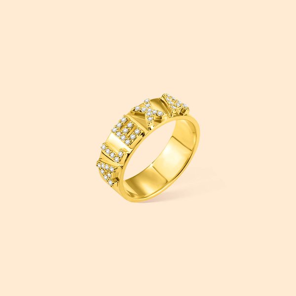 Personalisierte Minimalist Letter Block Ring mit CZ Geburtstag Jahrestag Valentinstag Geschenk für Frauen