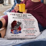 Personalizzato The Day I Met You Busy City Design Cuscino da lancio Regalo di compleanno di San Valentino per la coppia