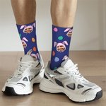 Personalisierte Hasenohren Foto Socken mit Ostereiern Multicolor Eltern-Kind Urlaub Kostüm Spaß Ostern Geburtstag Geschenk für Familie Kind