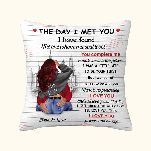 Personalizzato The Day I Met You Busy City Design Cuscino da lancio Regalo di compleanno di San Valentino per la coppia