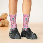 Personalisierte Hasenohren Foto Socken mit Ostereiern Multicolor Eltern-Kind Urlaub Kostüm Spaß Ostern Geburtstag Geschenk für Familie Kind