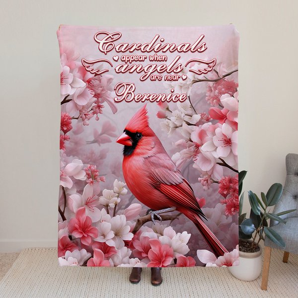 Manta con nombre personalizada de forro polar con estampado de cardenales Regalo para el recuerdo