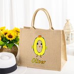 Gepersonaliseerde Bunny Chick Initiaal Jute Draagtas met Naam Schattig Paasvakantiegeschenk voor Familie Kinderen