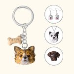 Personalisierte handgemachte Ton Haustier Porträt Schlüsselanhänger Ohrringe Halskette Magnet Kühlschrank Aufkleber Geburtstag Geschenk für Tierliebha