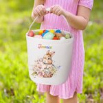 Sac en Toile pour Chasse aux Oeufs Sac Personnalisé avec Nom Cadeau de Pâques pour Enfants