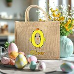 Gepersonaliseerde Bunny Chick Initiaal Jute Draagtas met Naam Schattig Paasvakantiegeschenk voor Familie Kinderen