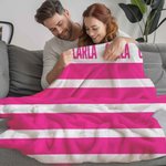 Manta personalizada de forro polar suave a rayas clásicas con nombre Regalo de cumpleaños para un amigo de la familia