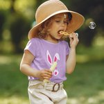 Personalized 100% Cotton Multi Colors Bunny Ears T-Shirt with Name Easter Gift for Kids