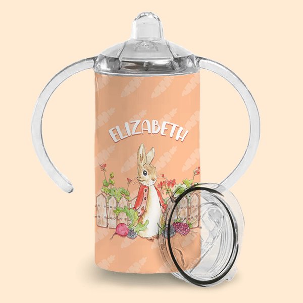 Personalised Peter Rabbit 12oz Tumbler Cup with Name and Two Lids Birthday Easter Gift for Kids