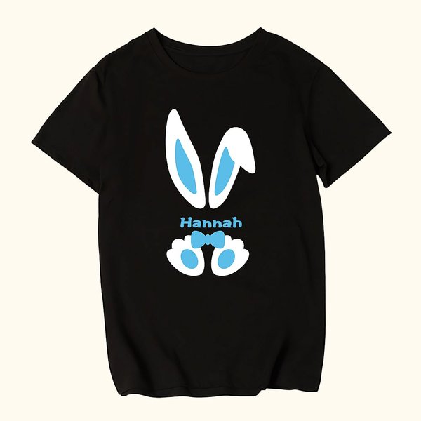 Personalized 100% Cotton Multi Colors Bunny Ears T-Shirt with Name Easter Gift for Kids