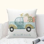 Personalized Colorful Truck Throw Pillow Cover with Easter Eggs Carrot Design Home Decor Easter Gift for Kids