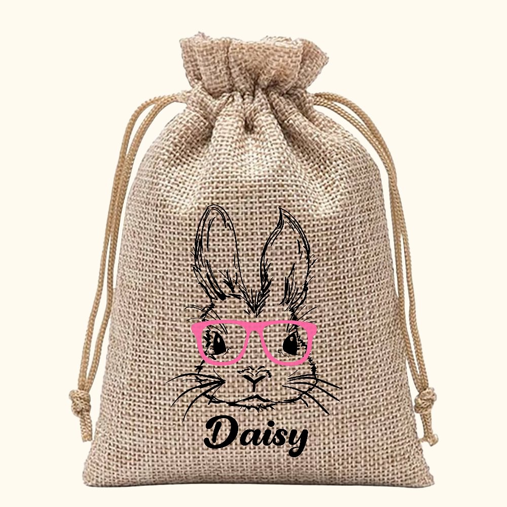 Sac à Cordon Personnalisé avec Nom Sac en Jute de Bonbon Cadeau de Pâques pour Enfant