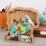 Personalized Wooden Highland Cow Piggy Bank with Name Room Decor Christmas Birthday Educational Gift for Kid