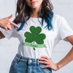 Personalised Four Leaf Clover Lucky T-Shirt Sweatshirt with Name St Patrick's Day Gift for Kid Family